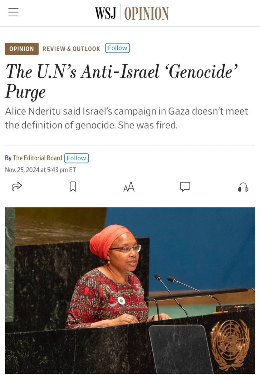 Alice Nderitu, a UN expert on genocide, WAS FIRED because she refused to cave to antisemites within the UN who want to label Israel's defensive war against Hamas terror as genocide. 

Defund the UN.