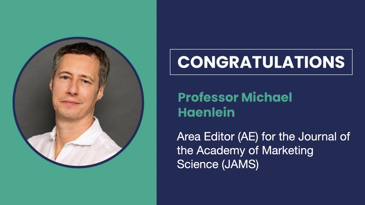 👏🏻Many congratulations to Prof Michael Haenlein (Chair in Responsible Research in Marketing, ULMS) on being appointed Area Editor (AE) for Journal of the Academy of Marketing Science (JAMS), starting from the 1st of January 2025🎉