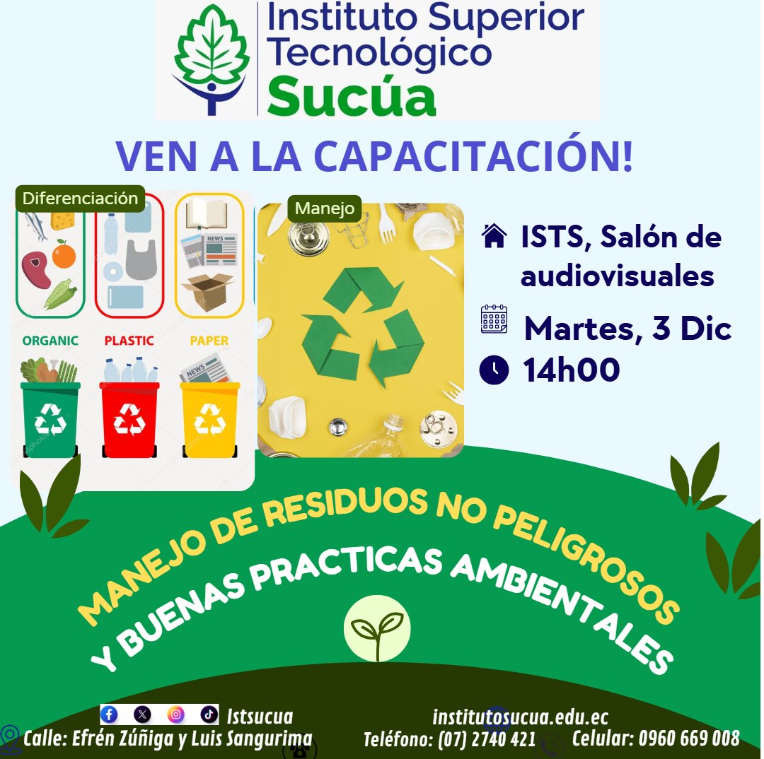 istsucua's tweet photo. Invitación a toda la comunidad educativa del ISTS: 
- ESTUDIANTES &amp; DOCENTES

Lugar: Salón de Audio visuales del ISTS.
Fecha: Martes 3 de diciembre
Hora: 14H00 

Nota: * Se llevara hojas de registro de asistencia. https://t.co/BWEHrv5rwP