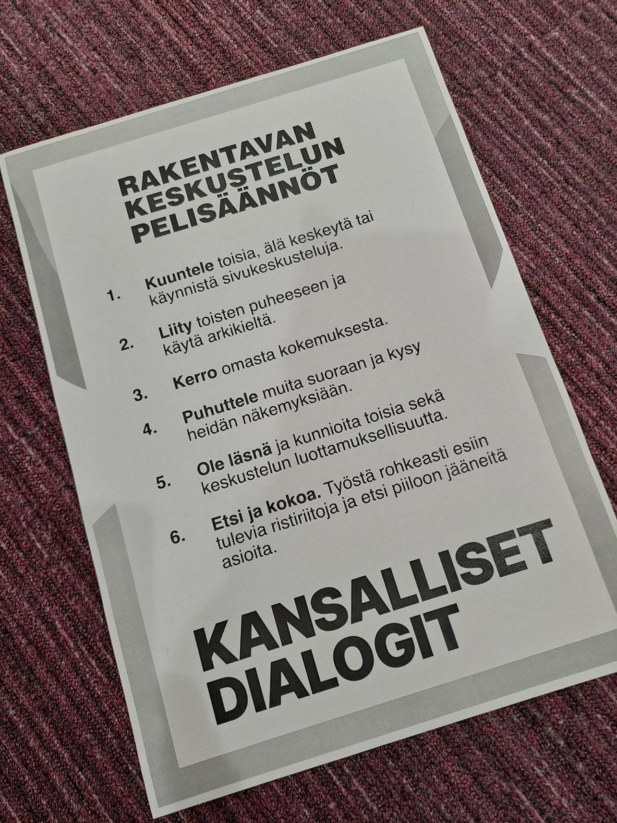 Sain osallistua Oulussa. 
Kiitos.
Elämänmakuista keskustelua ja kokemuksia rasismista. Etsittiin ratkaisuja turvallisen, avoimen ja suvaitsevan ilmapiirin rakentamiseen kaikille kaupungin asukkaille. 
#kansallisetdialogit #rasismi
