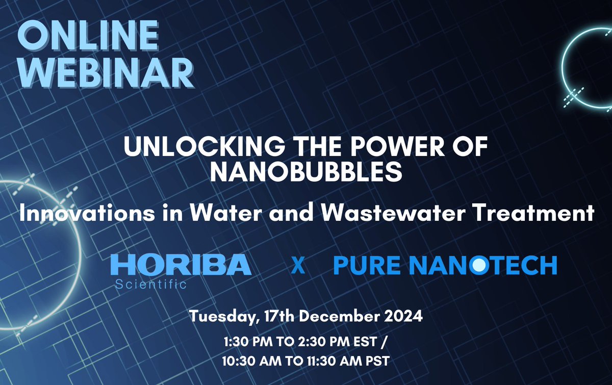 🌟 Join Us for an Exclusive Online Webinar! 🌊✨

🔍 Unlocking the Power of Nanobubbles: Innovations in Water and Wastewater Treatment
📅 Date: Tuesday, 17th December 2024
⏰ Time: 1:30 PM to 2:30 PM EST (10:30 AM to 11:30 AM PST)

🧠 What You’ll Learn:
In this insightful