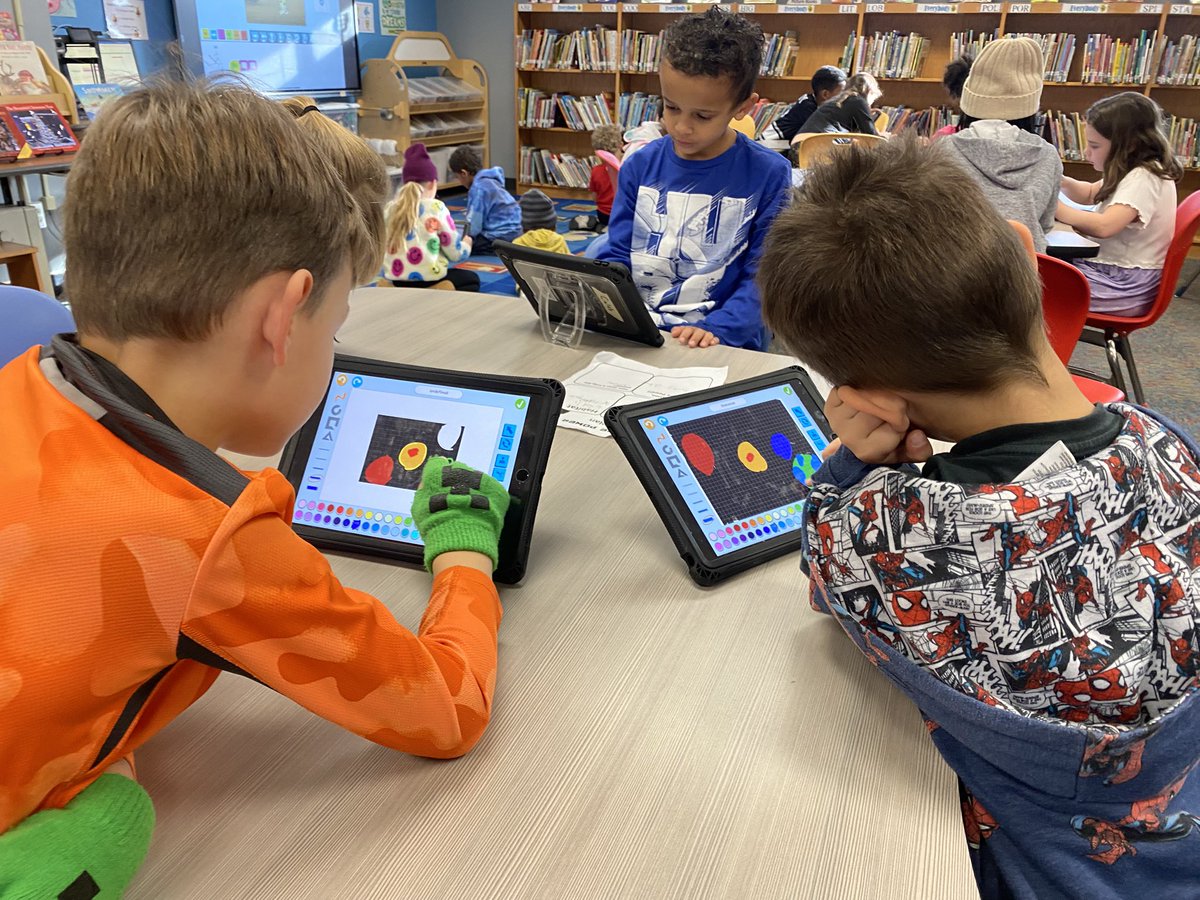First grade had fun coding their Creature Power Suits for their animal adaptations unit in <a href="/ScratchJr/">ScratchJr</a>. When they finished, they could explore the app. Some friends decided to make a model of the solar system! 😍 #BentonBold