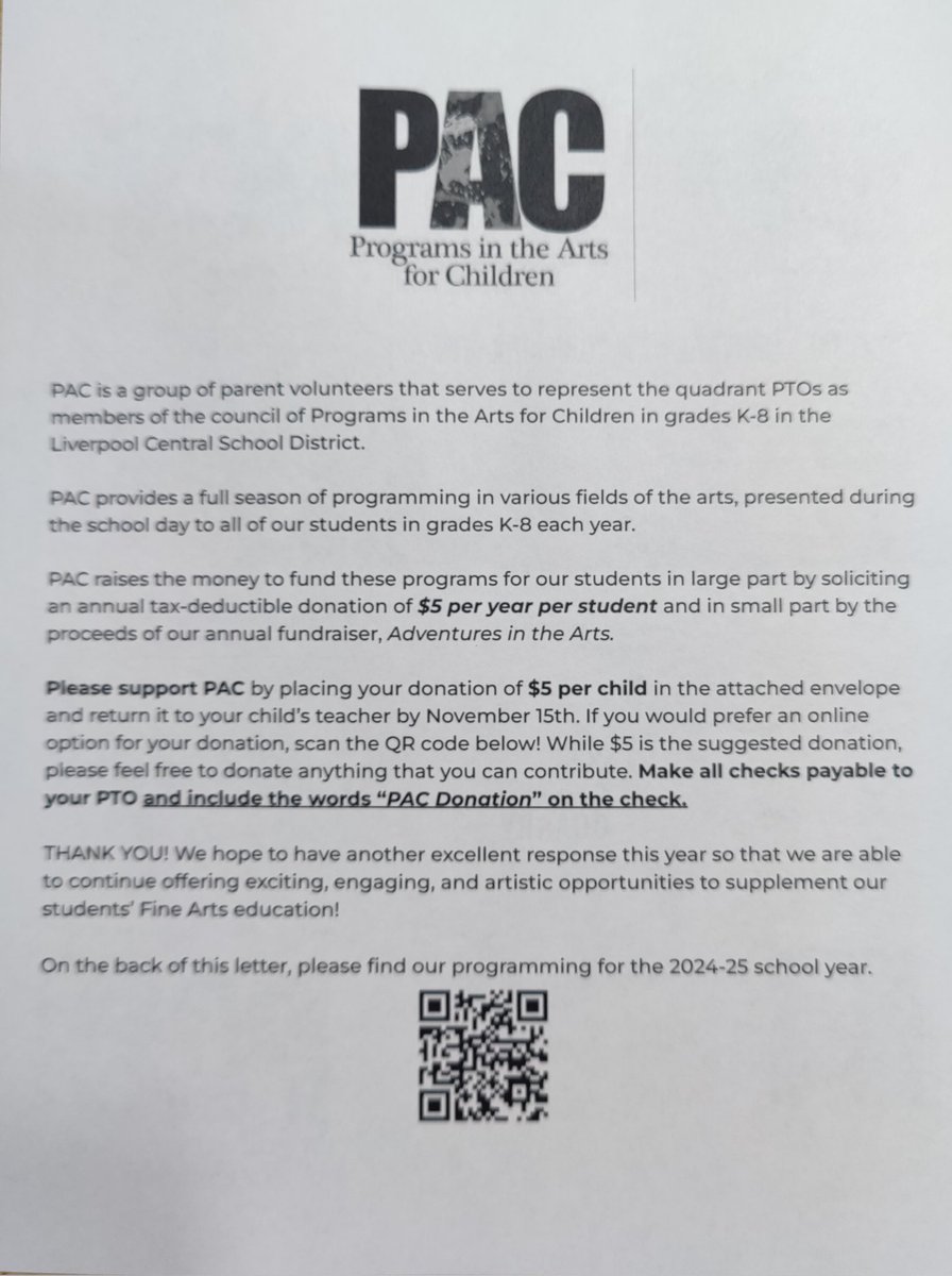 PAC (@pacliverpool) on Twitter photo Did you forget to send in your envelope before Thanksgiving break? Don't worry! We've extended the donation drive until December 6th. Thank you to everyone who has donated so far! <a href="/LCSDFineArts/">LCSD Fine Arts</a> Did you forget to send in your envelope before Thanksgiving break? Don't worry! We've extended the donation drive until December 6th. Thank you to everyone who has donated so far! <a href="/LCSDFineArts/">LCSD Fine Arts</a>
