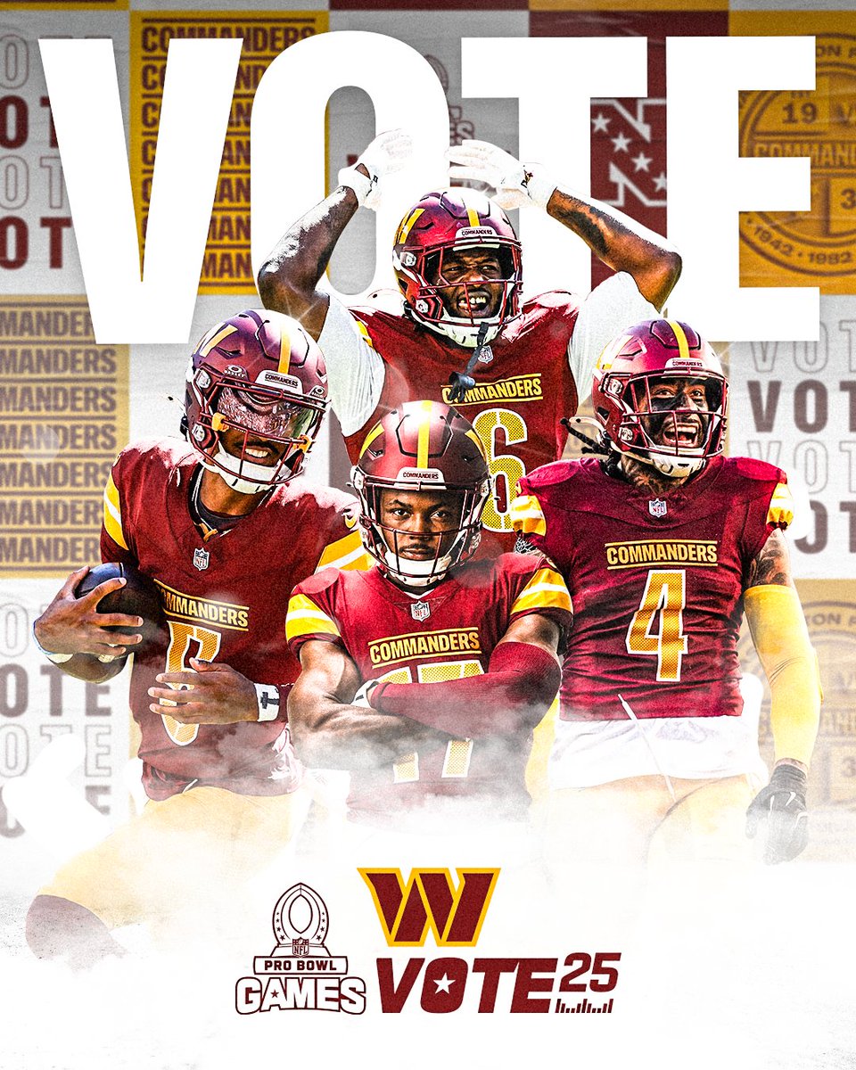 Let's #RaiseHail at the 2025 #ProBowlGames ‼️

voting is OPEN 🗳️ commanders.com/probowl