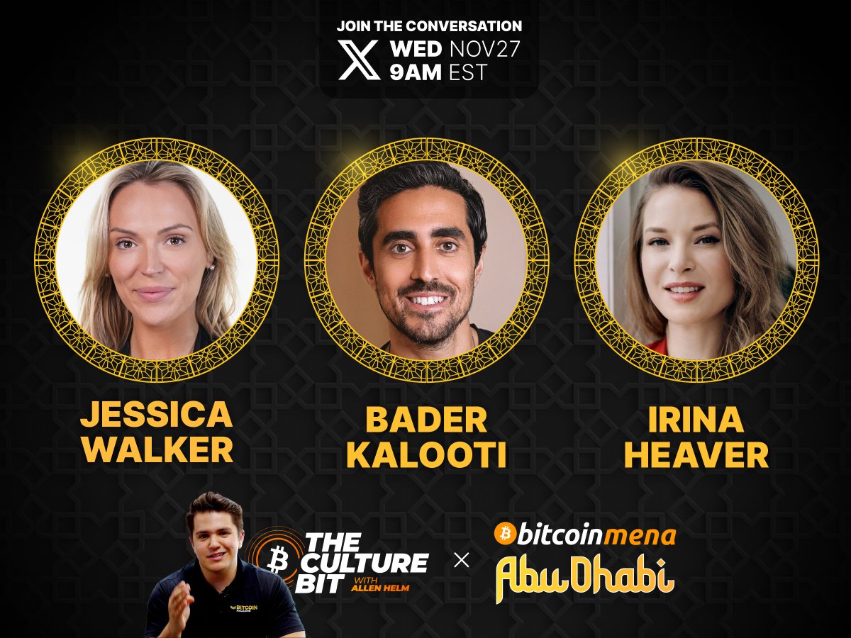 TUNE IN THIS WEDNESDAY 🇦🇪

𝕏 Spaces: UAE #Bitcoin Regulation &amp; Adoption | Feat. Jessica Walker, Bader Kalooti, Irina Heaver &amp; Allen Helm

RSVP &amp; join the discussion 🗓️👇
x.com/i/spaces/1RDGl…