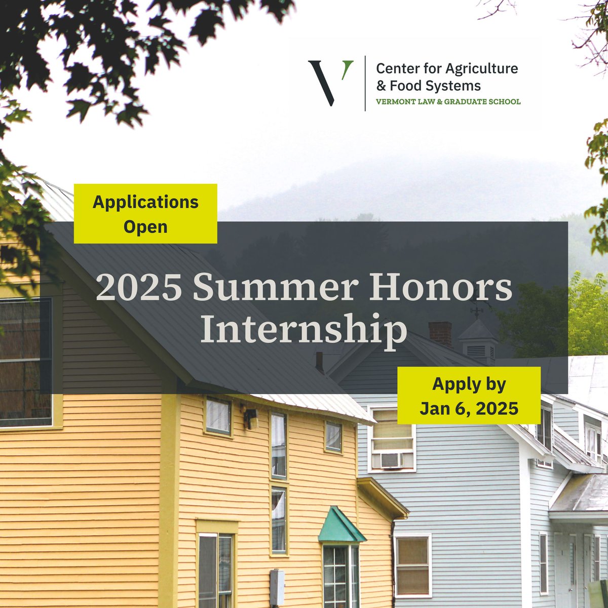 Are you a law student interested in interning with CAFS for the summer? Our 2025 summer honors internship application is now open. Join us! vermontlaw.edu/academics/cent…