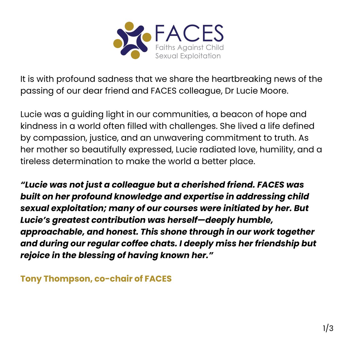 Faiths Against Child Sexual Exploitation (FACES) tweet media