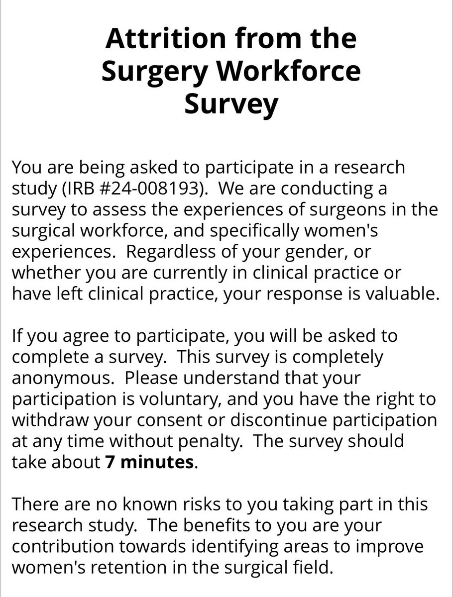 Young Erben MD FACS (@erbenyoung) on Twitter photo We would like to understand attrition of women in Surgery.Therefore, we would greatly appreciate it if you could fill out the following survey. It should not take more than 7min to fill out. Thank you in advance to all <a href="/WomenSurgeons/">WomenSurgeons</a> <a href="/AMWADoctors/">AMWA Doctors</a> <a href="/WomenAs1/">Women As One</a> redcap2.mayo.edu/redcap/surveys… We would like to understand attrition of women in Surgery.Therefore, we would greatly appreciate it if you could fill out the following survey. It should not take more than 7min to fill out. Thank you in advance to all <a href="/WomenSurgeons/">WomenSurgeons</a> <a href="/AMWADoctors/">AMWA Doctors</a> <a href="/WomenAs1/">Women As One</a> redcap2.mayo.edu/redcap/surveys…