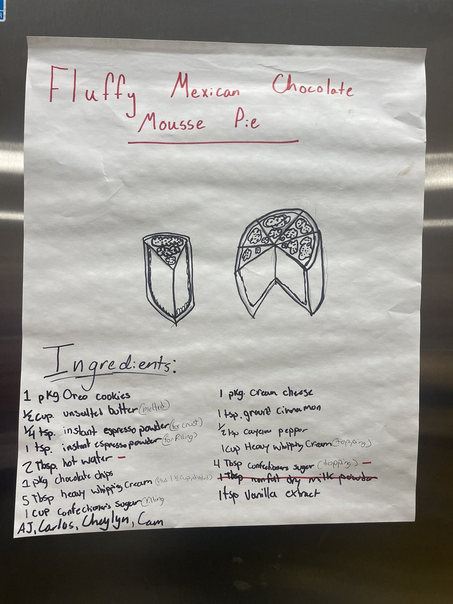 darlahartung's tweet photo. @Taunton_Schools Chef Melloโs baking & pastry arts students shared their Oreo pie creations with me today!!! They were so proud!!! Looks delicious ๐๐ป๐คค #THSCTE #THSCulinary https://t.co/FqJKXpJxfw