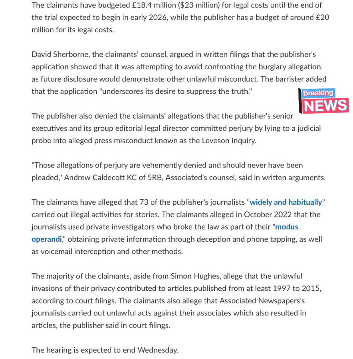 jozzzaphen's tweet photo. #DavidSherborne, the claimants' counsel, argued in written filings that the publisher's application showed that it was attempting to avoid confronting the burglary allegation, as future disclosure would demonstrate other unlawful misconduct.๐ https://t.co/9C1niXl3ww