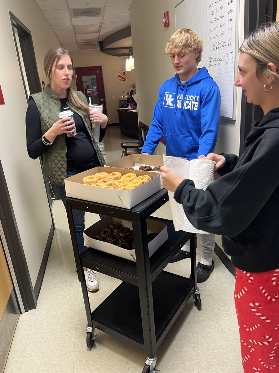 Garrard County High School JAG students spreading a little thankfulness this morning. Students handed out donuts to all teachers and staff and thanked them for all they do at GCHS. #buildingabrighterfuture