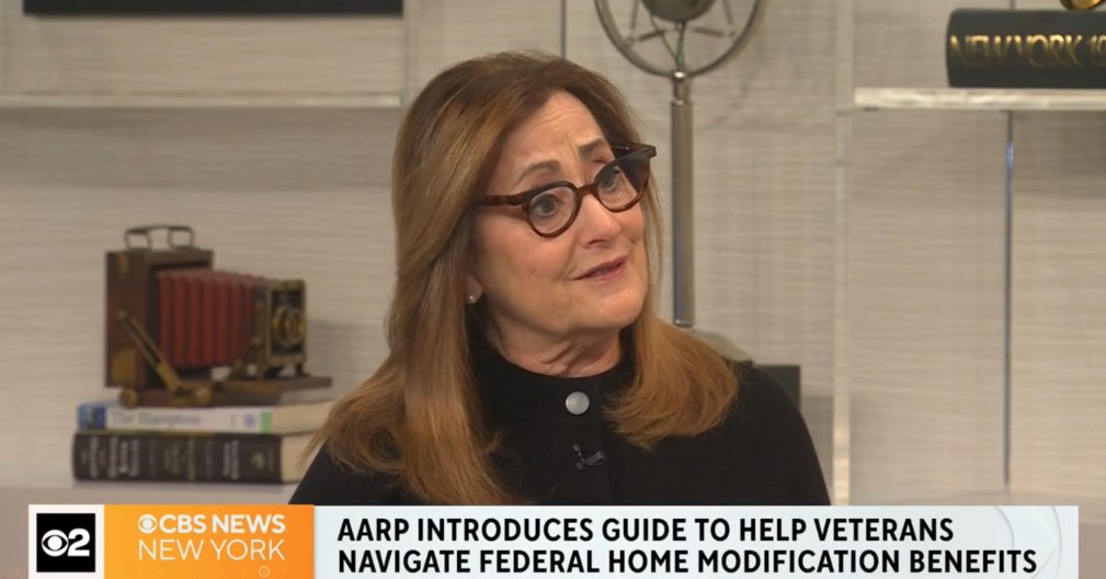 Veterans deserve our support. 🏡❤️ Watch <a href="/BethNY/">Beth Finkel</a> discuss #AARPNY’s program on <a href="/CBSNewYork/">CBS New York</a>, helping veterans modify their homes for safer living. Let’s stand with our heroes💪 cbsnews.com/newyork/video/… #Veterans #HomeModification #SupportOurHeroes