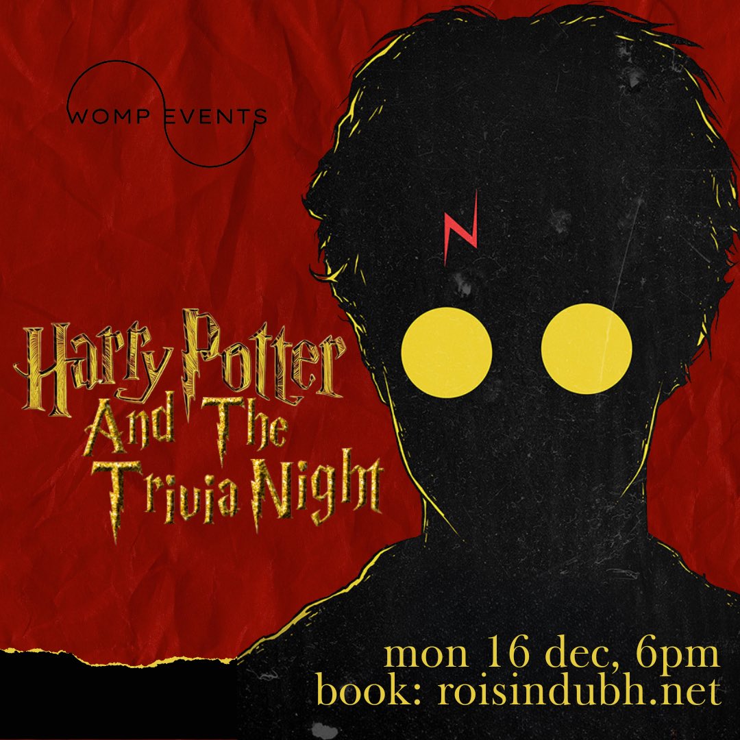 “YOU’RE A QUIZARD, HARRY” ⚡️

On December 16th, WOMP Events will magically transform Róisín Dubh into The Leaky Cauldron to test your knowledge on all things Hogwarts 🏰

Will you prove yourself to be a quizard or a muggle? 🧙🏻

Book your table: roisindubh.net 🎟