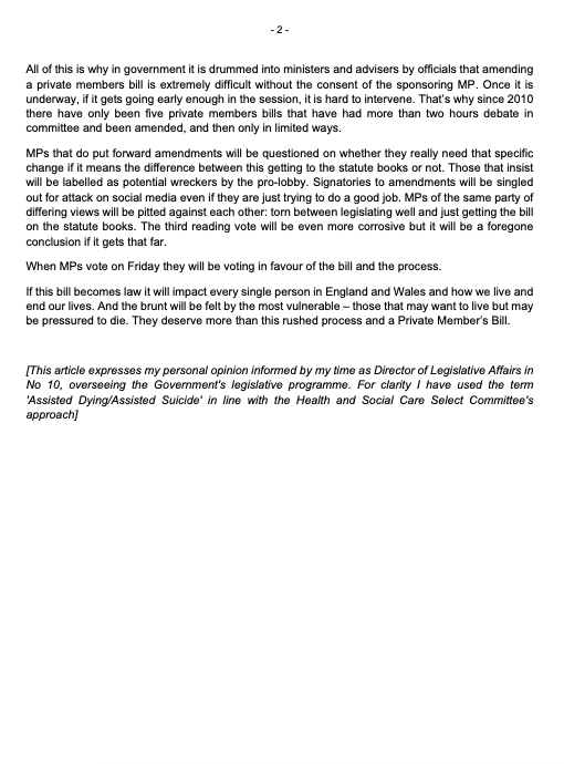 My thoughts on the decision facing MPs on Friday

#AssistedDyingBill