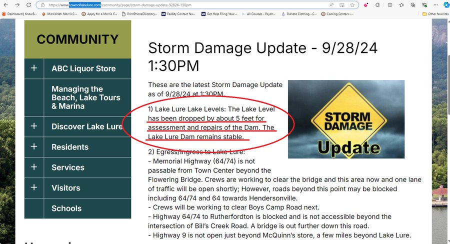 DenvilleCommunity (@idenville) on Twitter photo <a href="/JamesOKeefeIII/">James O'Keefe</a> James !
Lake level was manually dropped, dam never *failed*. Hurricane did not cause the flood. These flood victims need attorneys. Attorneys can write "Demand on Insurances" and submitted to either the Town of Lake Lure or Duke Energy. The attorney will be able to <a href="/JamesOKeefeIII/">James O'Keefe</a> James !
Lake level was manually dropped, dam never *failed*. Hurricane did not cause the flood. These flood victims need attorneys. Attorneys can write "Demand on Insurances" and submitted to either the Town of Lake Lure or Duke Energy. The attorney will be able to
