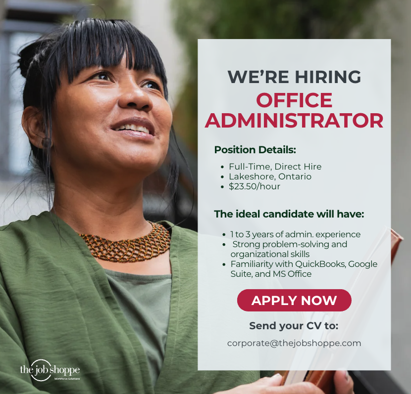 thejobshoppe's tweet photo. 📢 #HiringNow #OfficeAdministrator

Join a leading construction service provider in #LakeshoreON as an Office Administrator! This full-time, direct-hire role, wage is $23.50/hour. Construction industry experience is an asset. 

Apply to corporate@thejobshoppe.com

 #TheJobShoppe https://t.co/C55NpMIHsf