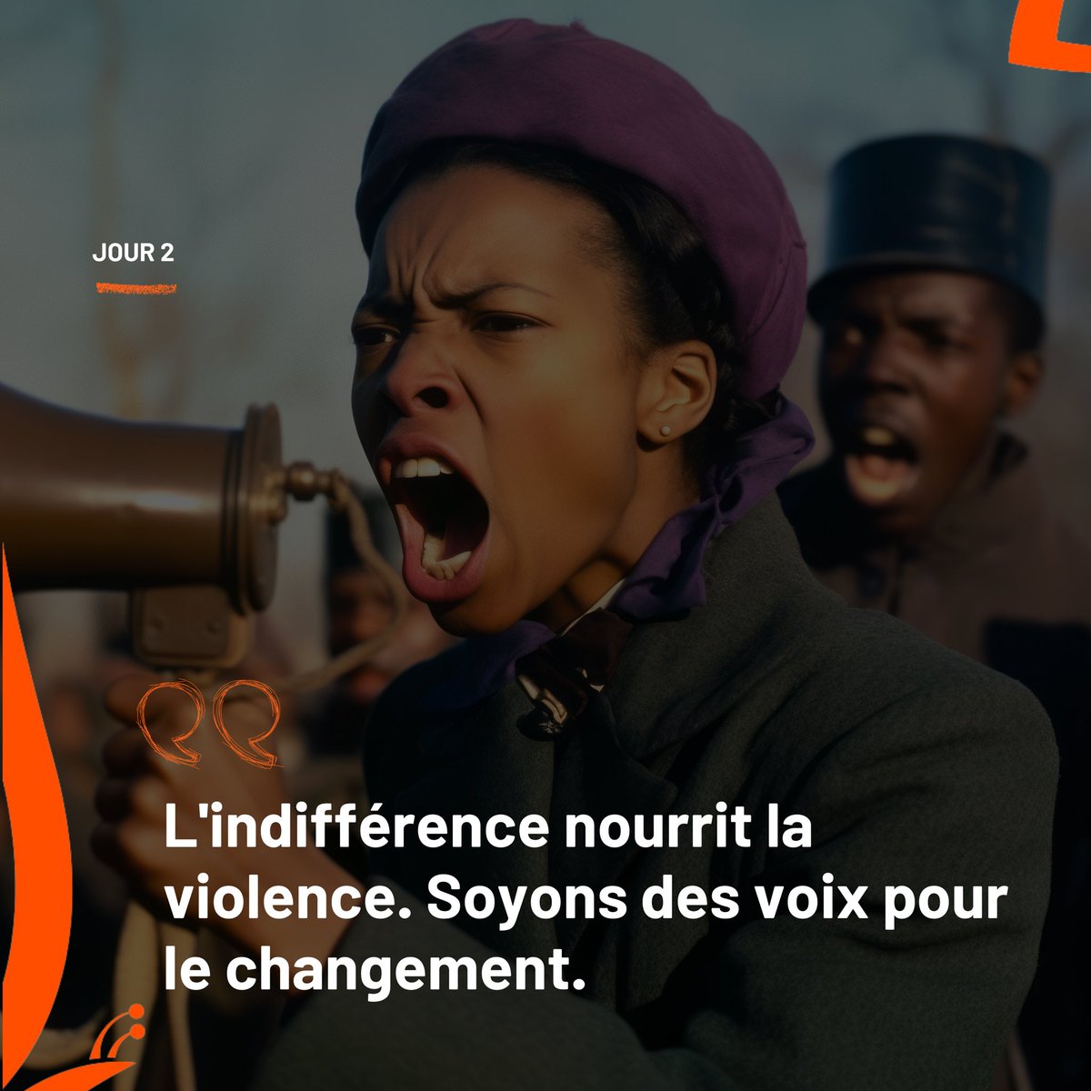 metamorphoziss's tweet photo. L'indifférence nourrit la violence, et chaque silence face aux violences basées sur le genre renforce leur emprise. 
En ce deuxième jour des 16 jours d'activisme, brisons le cycle. 
Ensemble, soyons des voix pour le changement et portons l’espoir. 
#MetamorphosisAfrica https://t.co/FNcoV47wfF