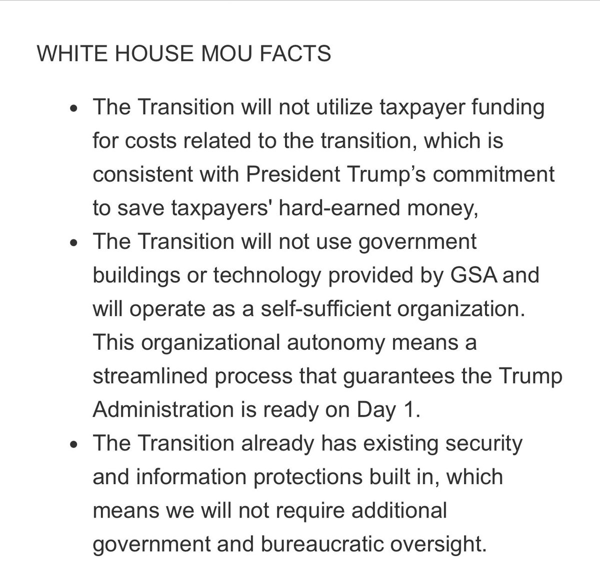 onestpress's tweet photo. Statement on the Signing of a Memorandum of Understanding Between the Trump-Vance Transition Team and Biden White House. Read the DETAILS. There’s a lot to pick up. https://t.co/ljjCx84QJP