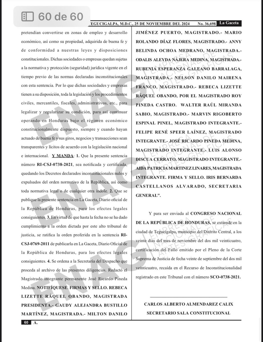 Después de presentar un recurso contra las XEDES vemos que dió fruto y la Corte Suprema de Justicia en Honduras se ha pronunciado mediante sentencia RI-CSJ-0738-2021 declarándola “con lugar”.  INCONSTITUCIONALES LAS ZEDES!!!!