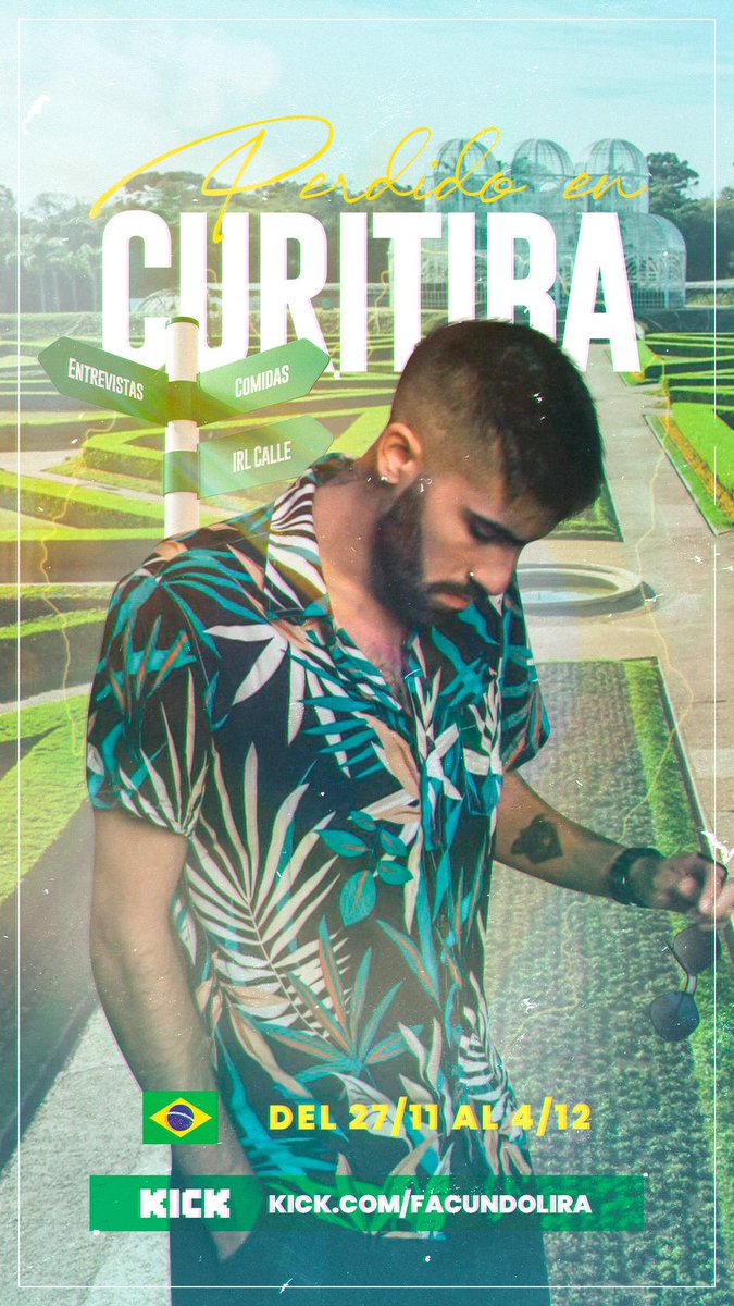 VOCE FALA? Me complace informarlos que desde el 27/11 al 4/12 estaremos stremeando desde CURITIBA-BRASIL.

IRL - COMIDA - BRASILEIRAO Y MÁS 

Los espero en kick.com/facundolira 🫡