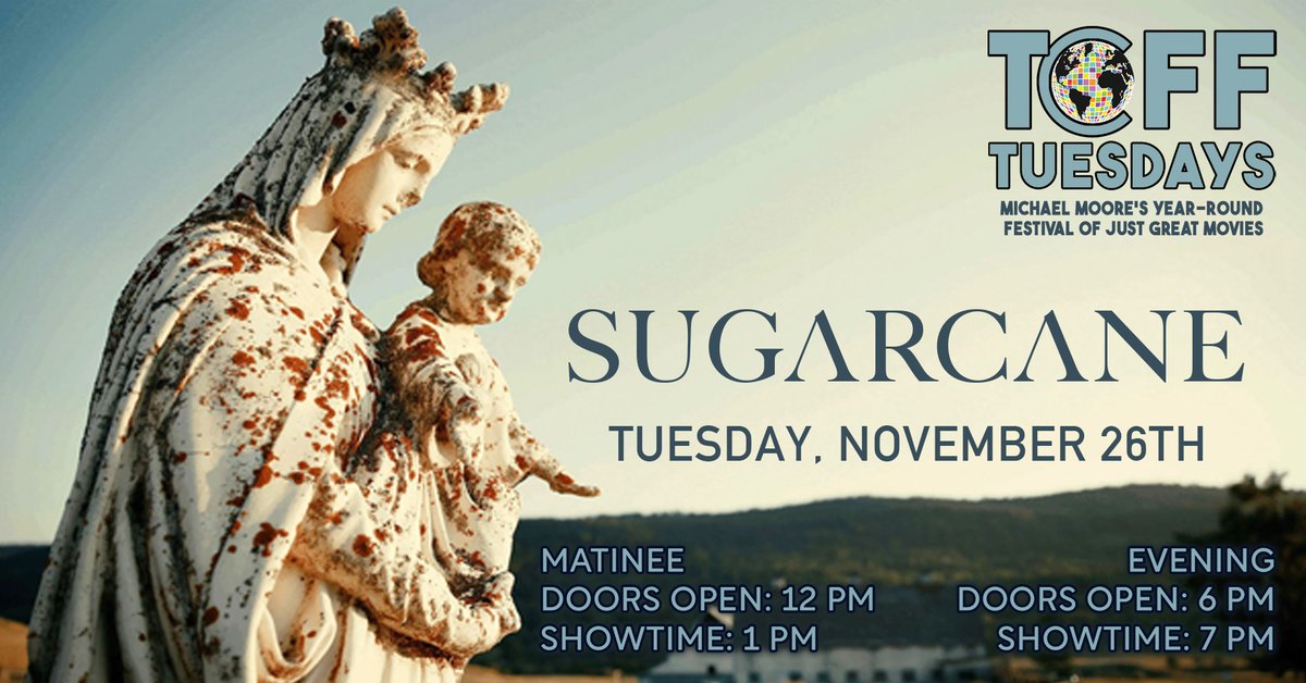 TCFF's tweet photo. Sundance Film Festival Award-Winner #Sugarcane is today's #TCFFTuesday film -- join us this evening at the State Theatre in downtown #TraverseCity for the 7pm screening, then stay after to watch a conversation with the co-directors. Tickets here: https://t.co/fl63wbJbmr https://t.co/VUWZqAbcox