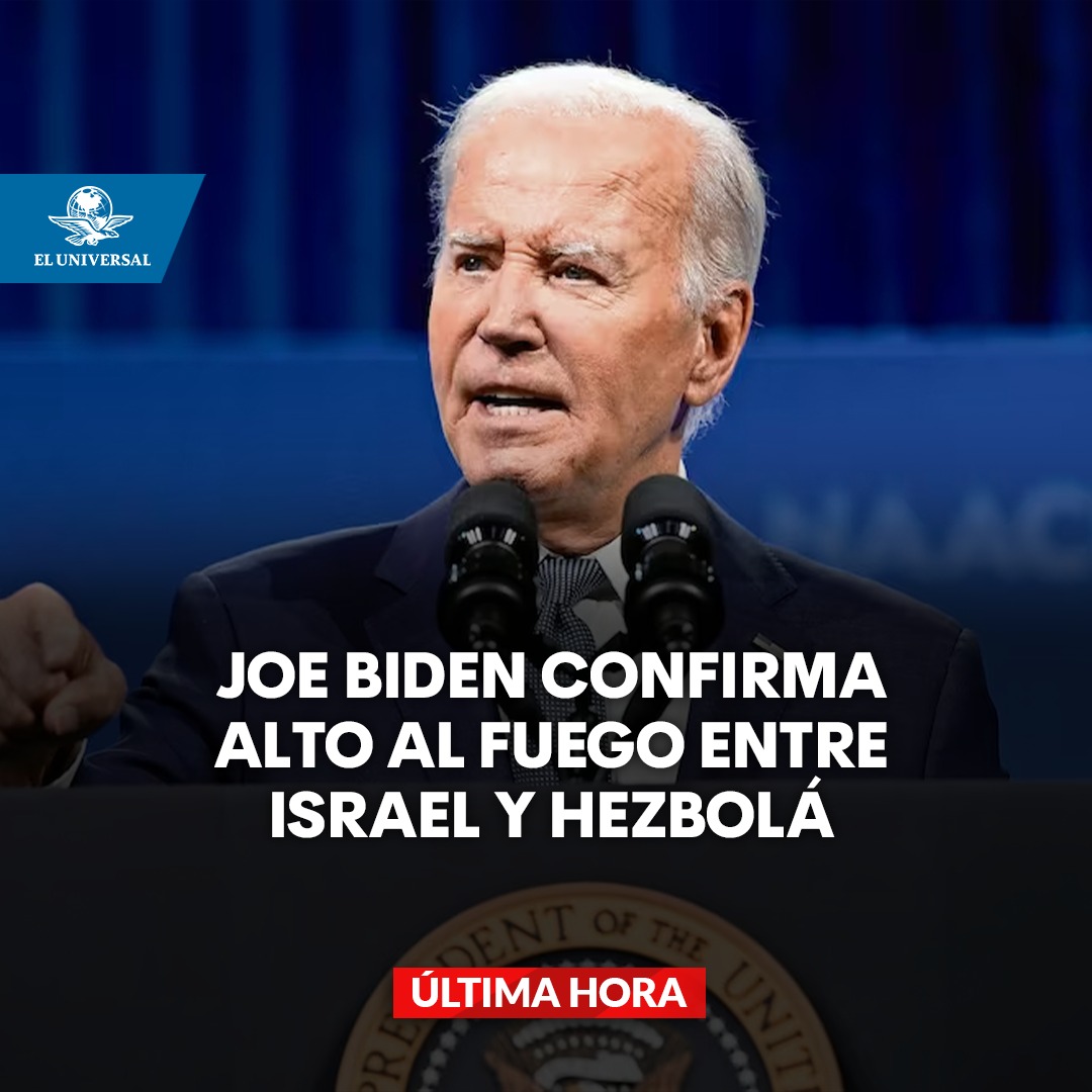 🚨 #ÚLTIMAHORA 🚨 El presidente de Estados Unidos, Joe Biden confirmó el cese al fuego entre Israel y Hezbolá. El mandatario indicó que la idea es que sea permanente, pero por lo pronto, regirá los próximos 60 días.

👉 tinyurl.com/23mg7ss4