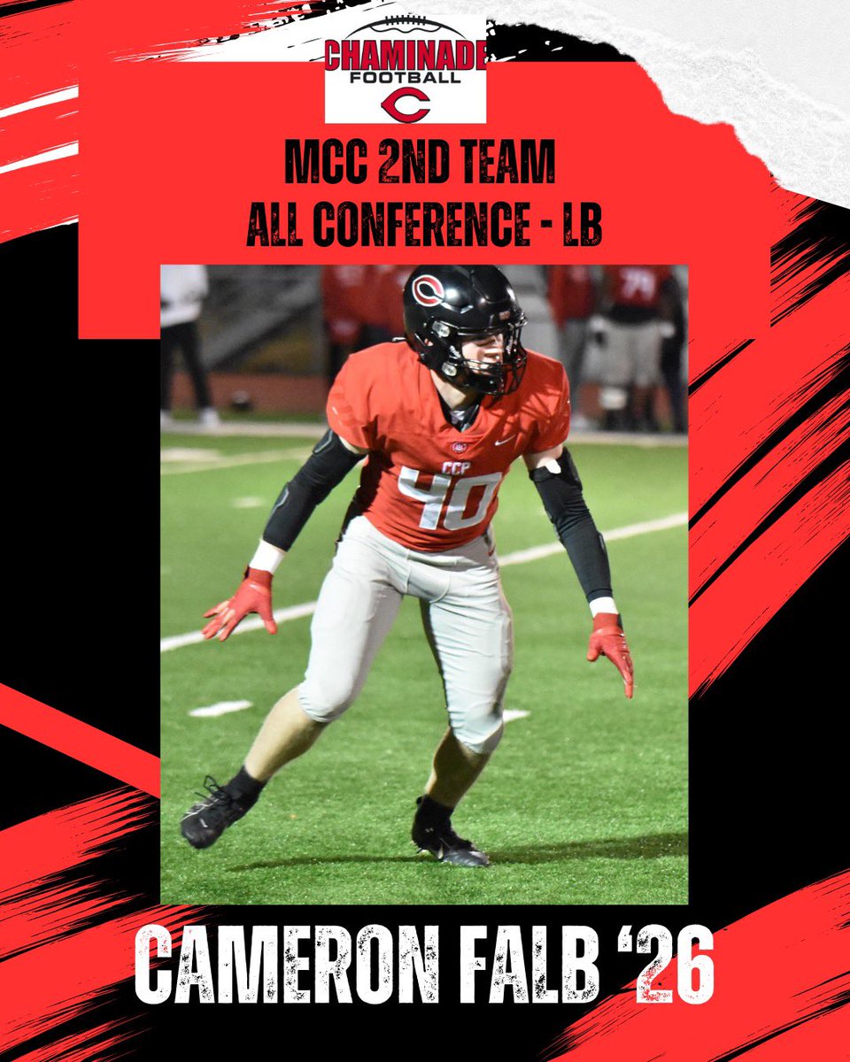 Congrats to <a href="/ccpfootballteam/">Chaminade Football</a> ‘26 captain <a href="/CameronFalb/">Cameron Falb</a> for earning 2nd Team ALL MCC LB. For 2nd season he recorded the 2nd most tackles on the entire D (80 total) &amp; led all in TFL’s. He embodies the true meaning of servant leadership &amp; can always be found 1st to work &amp; last to go.