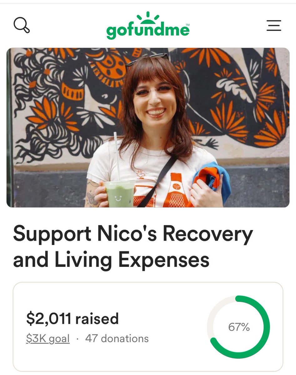 hi everyone! if u could share this around, i got into a gnarly accident breaking my humerus in half, needing surgery. i might out of work for 3 months minimum, and the surgery cost + ambulance with insurance is still around 13k. anything helps. ty ❣️
tinyurl.com/nicogfm