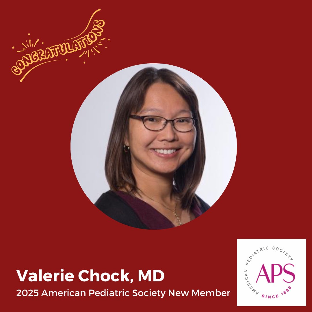 StanfordPeds's tweet photo. Congratulations @StanfordNeo @StanfordChild Dr. Valerie Chock - 2025 @AmerPedSociety New Member! APS members are recognized child health leaders of extraordinary achievement who work together to shape the future of academic pediatrics. https://t.co/ShlVyyMxSw