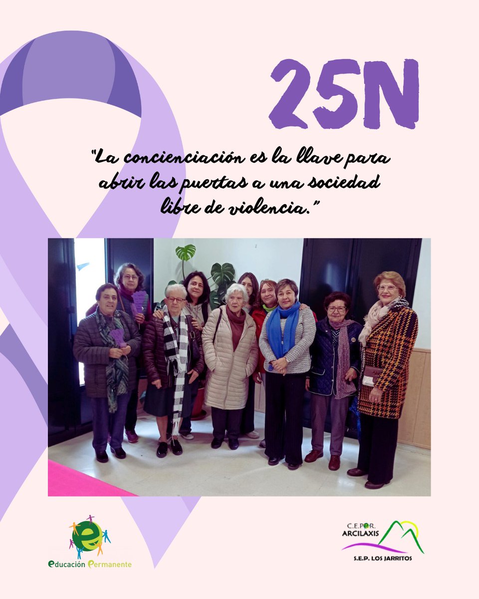 Las mujeres de la escuela de adultas participan en los actos del día contra la violencia hacia las mujeres. 
Gracias por estar ahí 💜