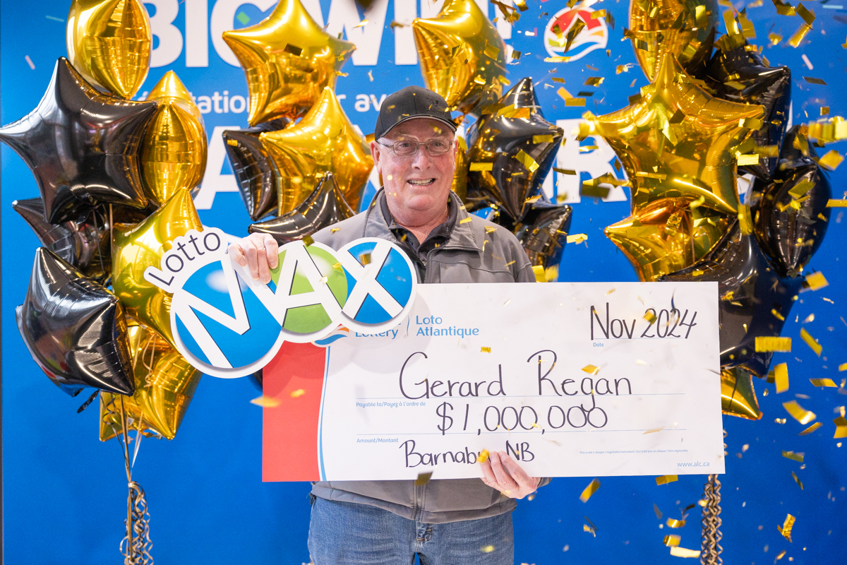 Congratulations to Gerard Regan of Barnaby, N.B. who won a $1-million Maxmillions prize on the November 19 Lotto Max draw. 

Tonight's Lotto Max jackpot is worth $80 Million + an est. 14 Maxmillions! Read more here: bit.ly/3Z6Gs0v 19+