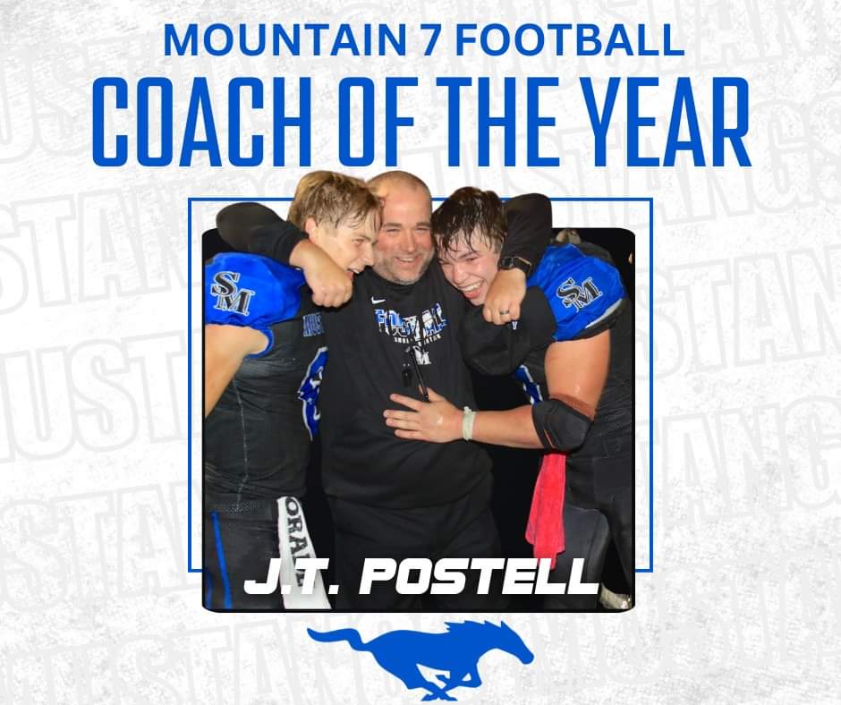 Smoky Mountain Mustang Football (@smhsmustangsfb) on Twitter photo Smoky Mountain head football coach J.T. Postell has been named #mtn7 Coach of the Year for the 2024 season. <a href="/CoachPostell/">JT Postell</a> led the Mustangs to an 8-4 overall record, 7-5 in the #mtn7. Smoky Mountain head football coach J.T. Postell has been named #mtn7 Coach of the Year for the 2024 season. <a href="/CoachPostell/">JT Postell</a> led the Mustangs to an 8-4 overall record, 7-5 in the #mtn7.