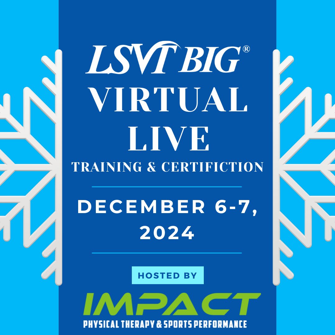 🎄 Give the gift of knowledge this holiday season! Register for the LSVT BIG Certification Course on December 6-7, 2024. Transform your practice and make a difference! 🎁 Registration ends soon - hubs.ly/Q02ZCftF0