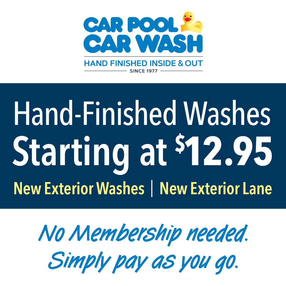 CarPoolCarWash's tweet photo. 🚗💦 Squeaky clean car washes starting at $12.95!
No membership, no prepay - just pure duck-tastic cleaning. Waddle over to https://t.co/6UfnXgnmU2 and get your ride sparkling! 🐤

#CarWash #CleanCar #DuckyDeals #LocalBusiness #carpoolcarwash #perfectgiftidea #stockingstuffer https://t.co/TYlVhCHfyB