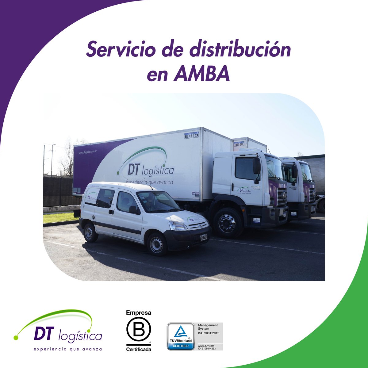🚚 Distribución eficiente en el AMBA con DT Logística 🚚
✅ Entregas en 24 hs
✅ Servicio de cobranzas integrado
✅ Rendición de valores y docs en 24 hs
🔝 ¡Rapidez y precisión para optimizar tu logística! #logistica  #AMBA