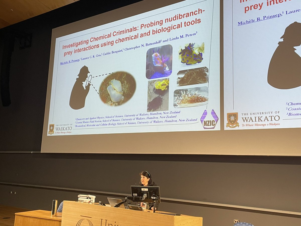 The Gamble Lab (@gamble_lab) on Twitter photo Our next keynote and recent @NZIC education award winner Prof Michele Prinsep from <a href="/waikato/">The University of Waikato 🎓</a> presenting on her work in natural product chemistry. #NZIC24 Our next keynote and recent @NZIC education award winner Prof Michele Prinsep from <a href="/waikato/">The University of Waikato 🎓</a> presenting on her work in natural product chemistry. #NZIC24