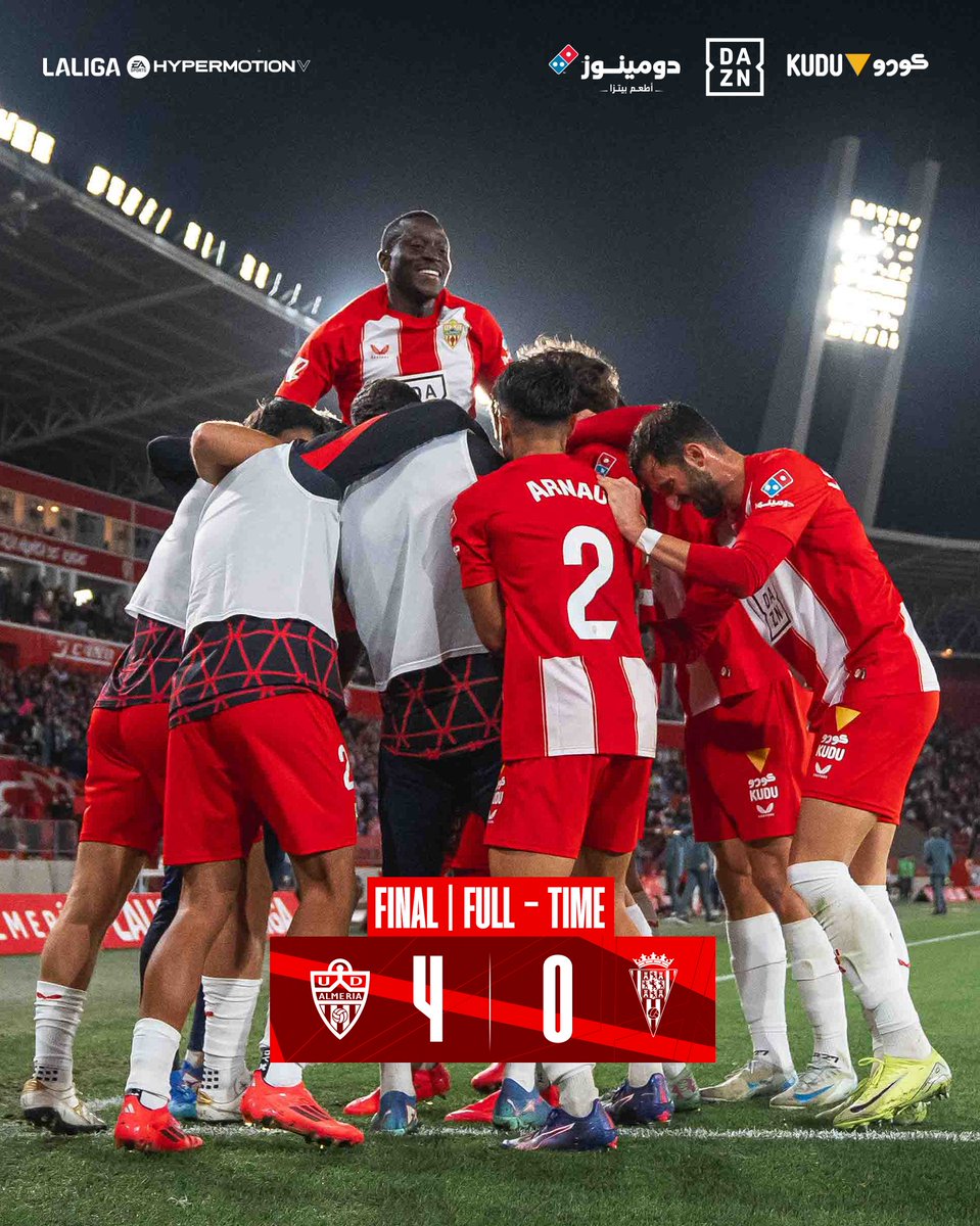 U_D_Almeria's tweet photo. 🔥 ¡VICTORIA! Volvemos a la zona de ascenso directo

➡️ UD Almería 4-0 Córdoba CF
⚽️⚽️ Baptistao
⚽️ Pozo
⚽️ Luis Suárez

#VamosAlmería 🔴⚪️ | #AlmeríaCórdoba | #UDAradio 📻 https://t.co/ZpV5SRXeHD