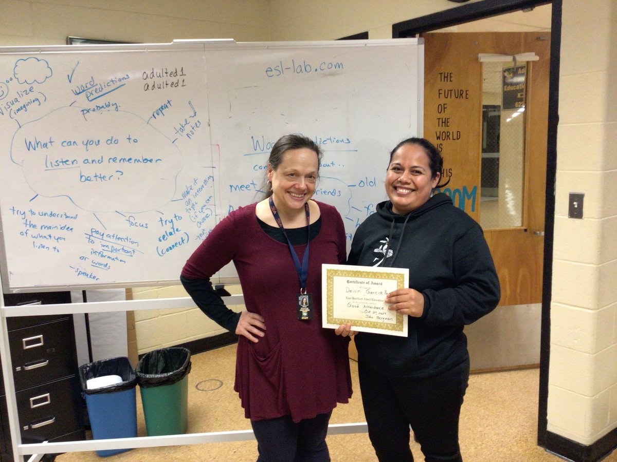 EhAdult's tweet photo. This week we gave thanks to some of our most committed adult learners!  

The students pictured here were all recognized for excellent attendance this semester after attending 90% or more of their classes. https://t.co/cSPpJIvPeA