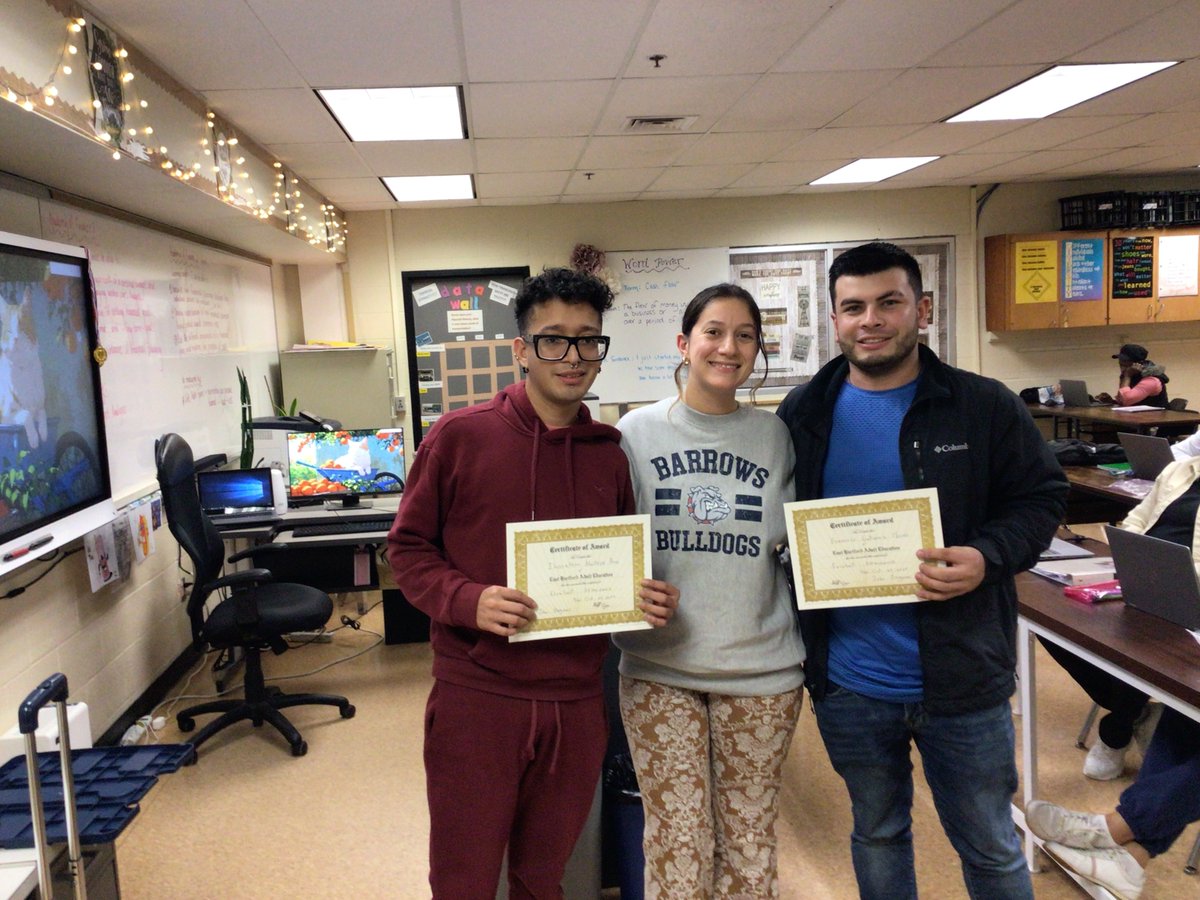EhAdult's tweet photo. This week we gave thanks to some of our most committed adult learners!  

The students pictured here were all recognized for excellent attendance this semester after attending 90% or more of their classes. https://t.co/cSPpJIvPeA