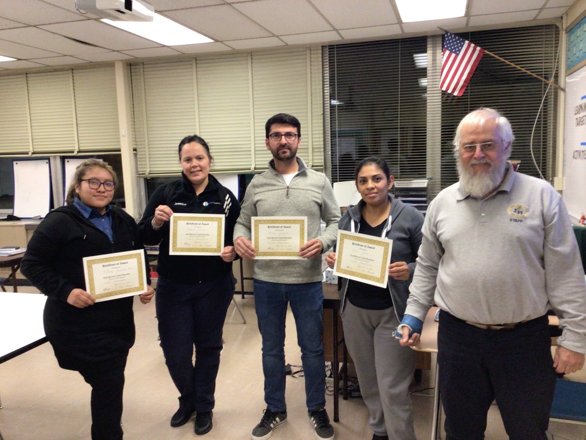 EhAdult's tweet photo. This week we gave thanks to some of our most committed adult learners!  

The students pictured here were all recognized for excellent attendance this semester after attending 90% or more of their classes. https://t.co/cSPpJIvPeA