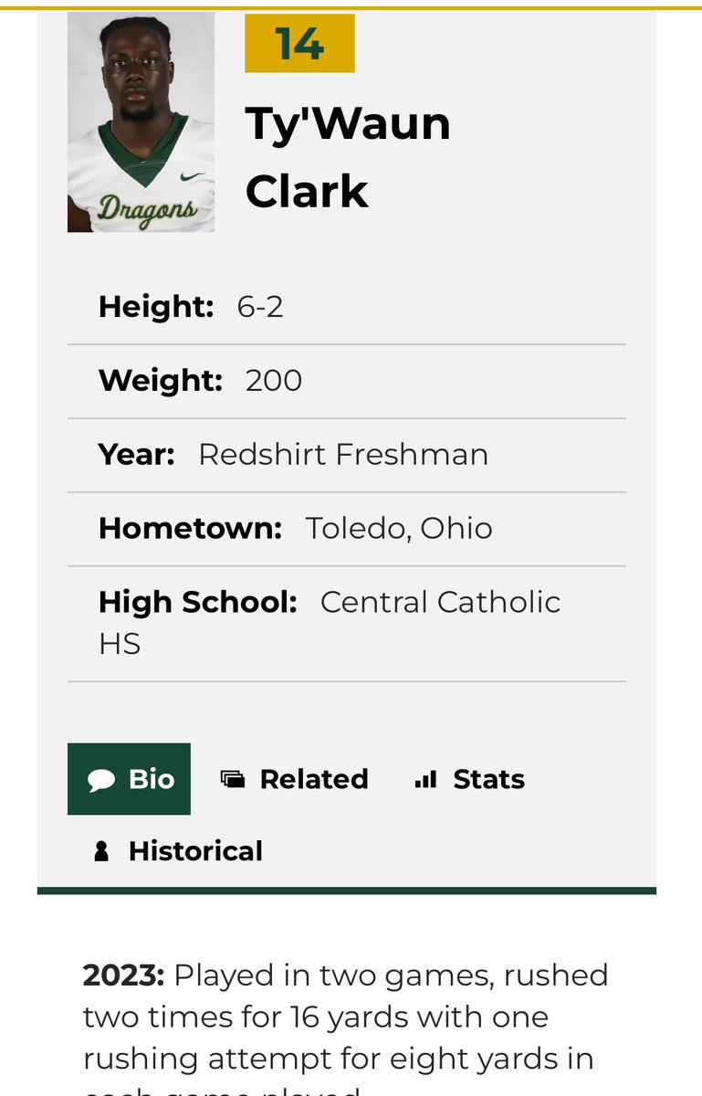 IamTywaunClark's tweet photo. I will be entering the transfer portal November 27th with 3 years of eligibility. Thank you @TUDragonFB for a great 2 years of college football! 
Major: Education 
QB 6’2  200 lbs 3.0 GPA
Central Catholic HS, 
(Toledo, Ohio)     
C/O‘23 https://t.co/iAdxQtNLhn