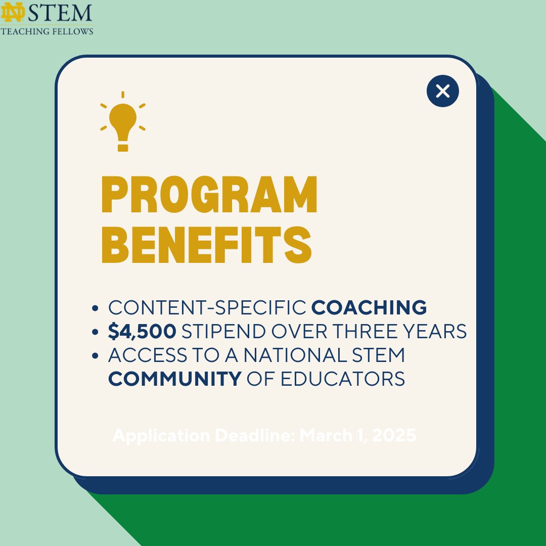 NDSTEMFellows's tweet photo. Applications for the next cohort of STEM Fellows are now open! 

Swipe to discover how our fully funded program is designed for passionate school teams ready to elevate STEM education and lead with impact!

🔗 Click to learn more: https://t.co/ecoH6lnjVL https://t.co/kvim4yXZmM