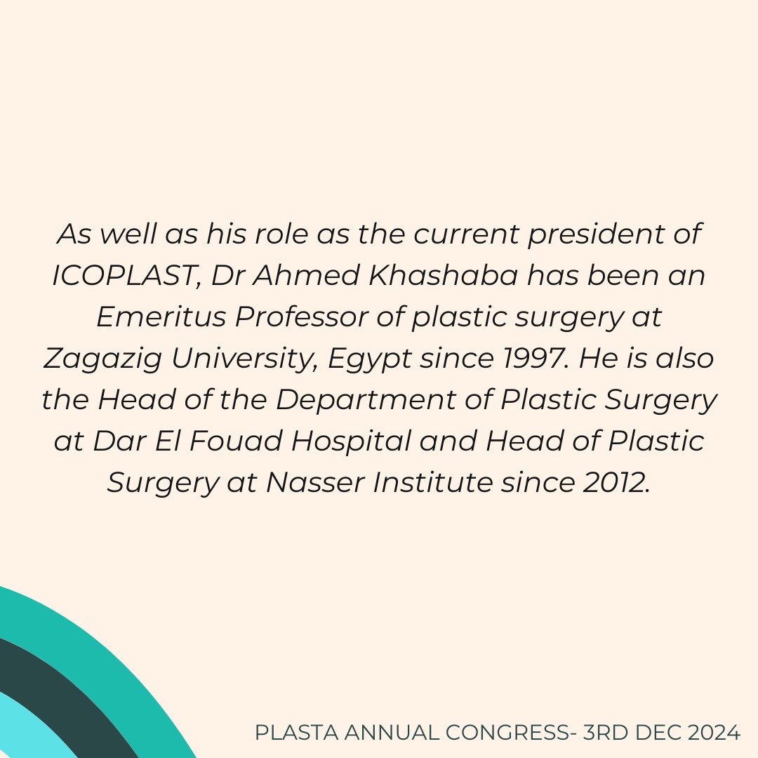 PLASTA (@plastauk) on Twitter photo 📣 SPEAKER ANNOUNCEMENT: Dr Ahmed Khashaba. Only one week to go to our annual congress! Click the link in our bio to register today 📣 SPEAKER ANNOUNCEMENT: Dr Ahmed Khashaba. Only one week to go to our annual congress! Click the link in our bio to register today