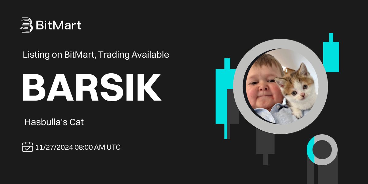 #BitMart will list Hasbulla's Cat (BARSIK) <a href="/BarsikOnSolana/">BARSIK (Hasbulla’s Cat)</a> 🔥   

Barsik Token is a tribute to Hasbulla’s beloved cat, Barsik, immortalized on the Solana blockchain. This token celebrates Barsik’s charm and personality, combining the playful essence of Hasbulla’s legacy with the
