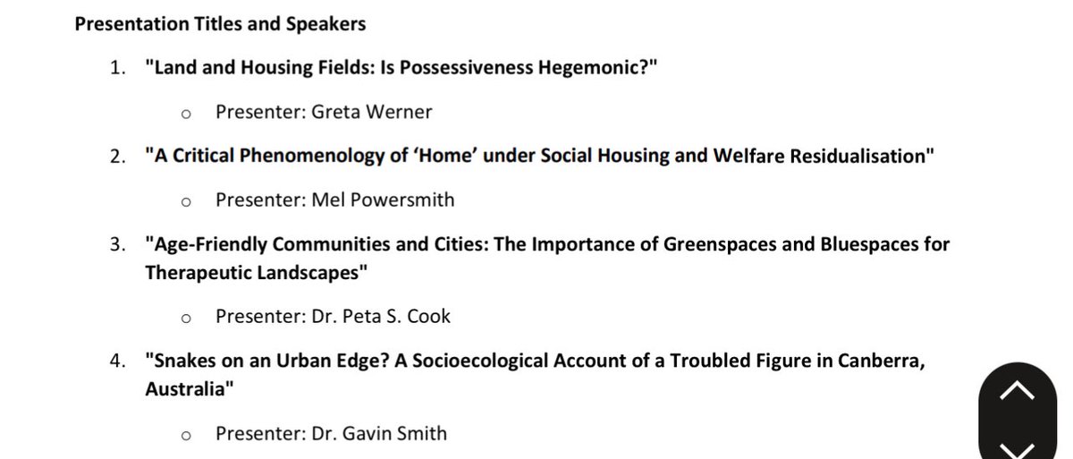 Lata1319's tweet image. If you’re attending #TASA2024, join our Urban Sociology session today at 11am. We have 4 amazing speakers who are going to speak about #housing, #greenspaces &amp;amp; #bluespaces &amp;amp; #snakes @TASAUrban @AustSoc