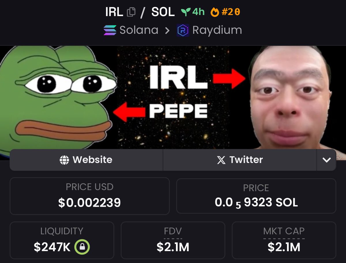 $irl good entry at 1.40 million if it touches it again, good chance it will 100x from there