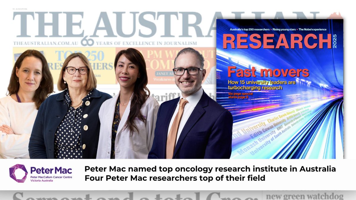Peter Mac Cancer Centre (@petermaccc) on Twitter photo Peter Mac has been named Australia's leading #cancer research institute in <a href="/australian/">The Australian</a> newspaper's Research 2025 Magazine, and four of our researchers were named as leader in their field.
Read more: petermac.org/about-us/news-… Peter Mac has been named Australia's leading #cancer research institute in <a href="/australian/">The Australian</a> newspaper's Research 2025 Magazine, and four of our researchers were named as leader in their field.
Read more: petermac.org/about-us/news-…