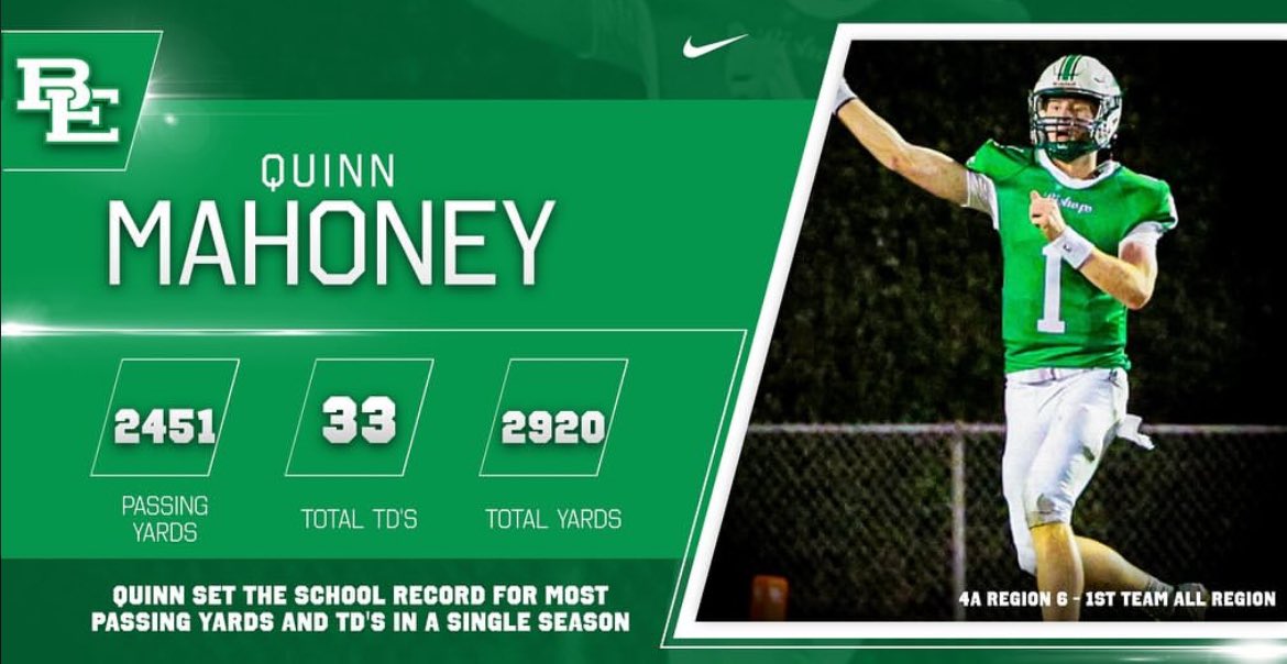 Quinn Mahoney 2026 QB (@mahoneyquinn) on Twitter photo 1st team All region and 3 school records broken!! <a href="/LoganHallSC/">Logan Hall</a> <a href="/David_Moore5/">David Moore</a> <a href="/bishops_fb/">Bishop England Football</a> 1st team All region and 3 school records broken!! <a href="/LoganHallSC/">Logan Hall</a> <a href="/David_Moore5/">David Moore</a> <a href="/bishops_fb/">Bishop England Football</a>