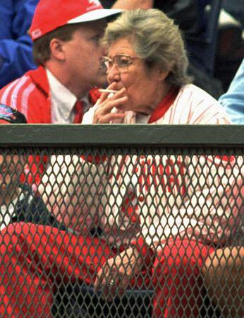 BBGreatMoments's tweet photo. Former Cincinnati Reds owner Marge Schott. https://t.co/oiO2Ps9C00