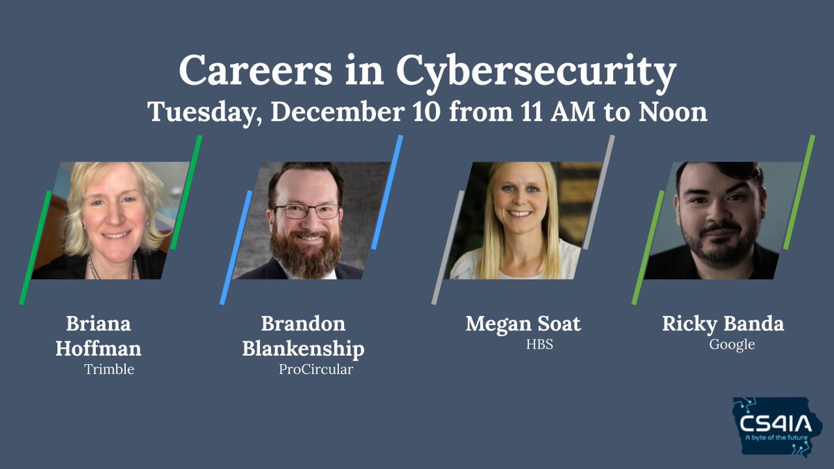 Are your students curious about the world of cybersecurity?💻 Join us for a virtual panel discussion with industry experts, exploring careers in cybersecurity!  Register to attend at IowaCSEdWeek.org. (The session will also be recorded.) #CS4IA #CSforIA #CSforAL